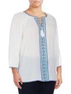 Nydj Embroidered Cotton Blouse