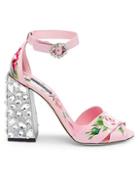Dolce & Gabbana Floral-print Block Heel Sandals