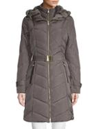Cole Haan Faux Fur-trimmed Quilted Coat