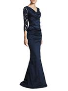 Teri Jon Ruched Lace Gown