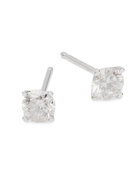 Effy 14k White Gold & 0.49tcw Diamond Round Stud Earrings