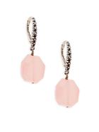 Stephen Dweck Freeform Nugget Pink Chalcedony And Sterling Silver Drop Earrings