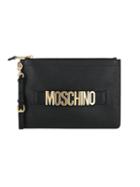 Moschino Logo Leather Wristlet Pouch