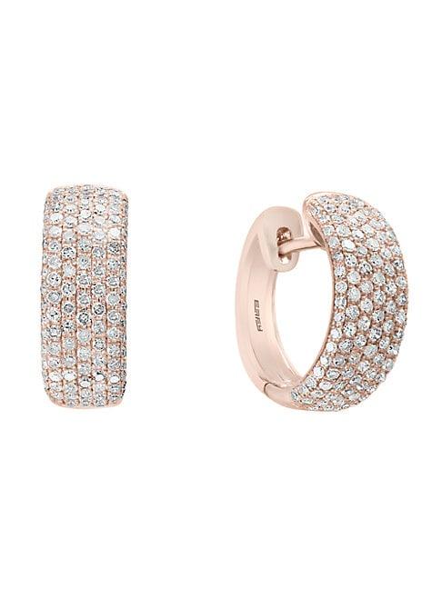 Effy Diamond & 14k Rose Gold Hoop Earrings