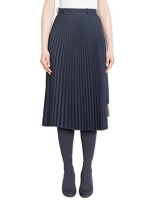 Balenciaga Mixed-pleat Midi Skirt