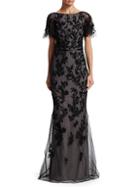 David Meister Sequin Tulle Mermaid Gown