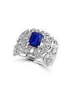 Effy Royale Bleu Sapphire And Diamond 14k White Gold Ring