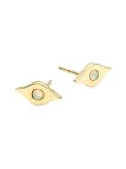 Ef Collection 14k Yellow Gold Opal Evil Eye Studs