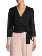 Alice + Olivia By Stacey Bendet Bray Pleated-sleeve Wrap Top