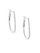 Danni 14k White Gold Oval Micro Pave Hoops