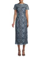 Js Collections Metallic Scroll-embroidered Dress