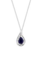 Effy 14k White Gold Sapphire & Diamond Teardrop Pendant Necklace