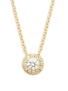 Nephora Solitaire Diamond And 14k Rose Gold Pendant Necklace