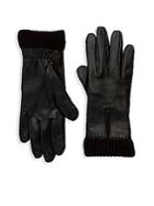 Saks Fifth Avenue Nappa Knit Cuff Gloves