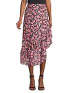 The Kooples Floral Ruffle Midi Skirt
