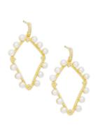 Freida Rothman 2mm Pearl & Crystal Open Hoop Earrings