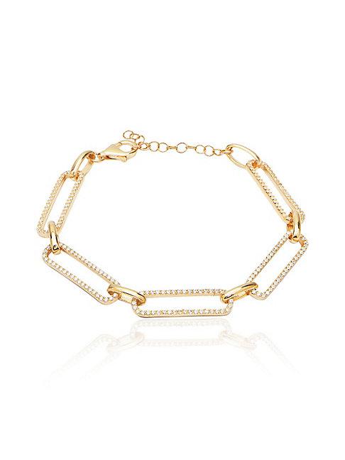 Gabi Rielle 14k Gold Vermeil & Cubic Zirconia Pav&eacute; Link Bracelet