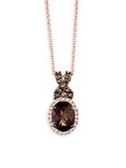 Le Vian Two-tone Diamond And Smoky Quartz 14k Rose Gold Pendant Necklace