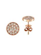 Effy Pave Diamond And 14k Rose Gold Circle Stud Earrings