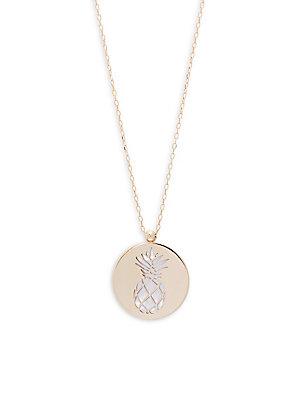 Sphera Milano Pineapple Coin Mother-of-pearl & 14k Yellow Gold Pendant Necklace