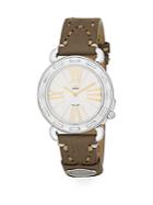 Fendi Timepieces Selleria Stainless Steel & Leather Strap Watch