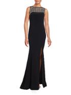 Theia Embellished Illusion-top Gown