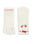 Valentino Waffle Knit Floral Gloves