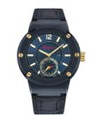 Salvatore Ferragamo Blue Stainless Steel & Leather Strap Chronograph Watch