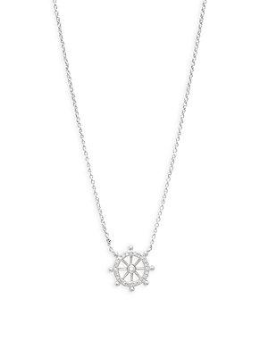 Effy Diamond And 14k White Gold Ship Wheel Pendant Necklace