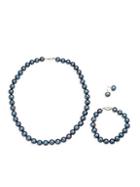Belpearl Sterling Silver & Semi-round Black Pearl Necklace