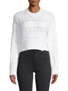 Rta Distressed Cotton Cropped Sweater