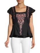 Love Sam Embroidered Floral Top