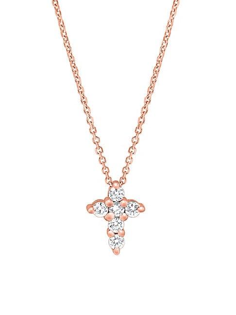 Kc Designs 14k Rose Gold Diamond Cross Pendant Necklace