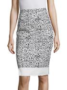 Carolina Herrera Spatter-print Tweed Pencil Skirt