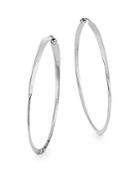 Saks Fifth Avenue Sterling Silver Oval Hammered Twist Hoop Earrings/2