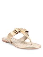 Cole Haan Tali Bow Patent Metallic Leather Thong Sandals