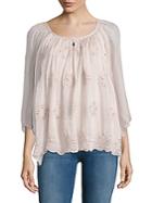 Saks Fifth Avenue Floral Embroidered Blouse