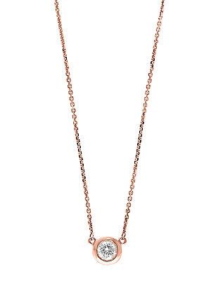 Effy Pave Diamond And 14k Rose Gold Bezel Pendant Necklace