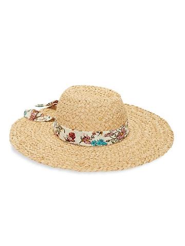 Lulla Collection By Bindya Floral Band Raffia Straw Sun Hat