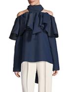 Rosie Assoulin Ruffled Cold-shoulder Top