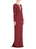 Stella Mccartney Long-sleeve Stretch Cadet Lace-front Gown
