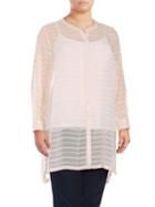 Vince Camuto Sheer Embroidered Stripe Tunic