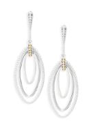 Lagos Caviar Icon Sterling Silver & 18k Gold Oval Drop Earrings