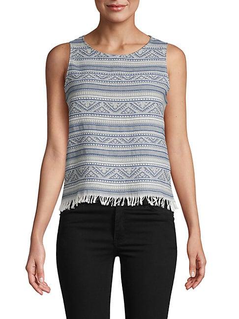 Supply & Demand Marisol Fringed Embroidery Sleeveless Top