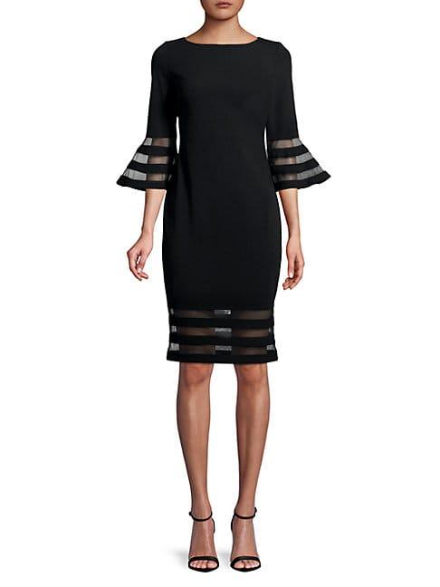Calvin Klein Collection Bell-sleeve Striped Mesh Dress