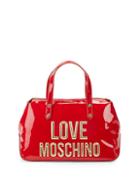 Love Moschino Logo Patent Faux Leather Top Handle Bag