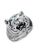 Effy 925 Sterling Silver Green Agate & Onyx Tiger Ring