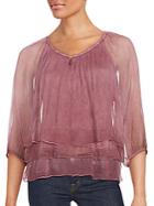 Saks Fifth Avenue Roundneck Sheer Layered Top