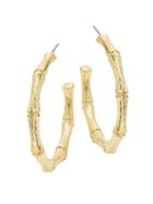 Kenneth Jay Lane Medium Goldtone Bamboo Hoop Earrings