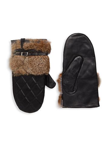 Furlux Quilted Leather & Rabbit Fur Gloves